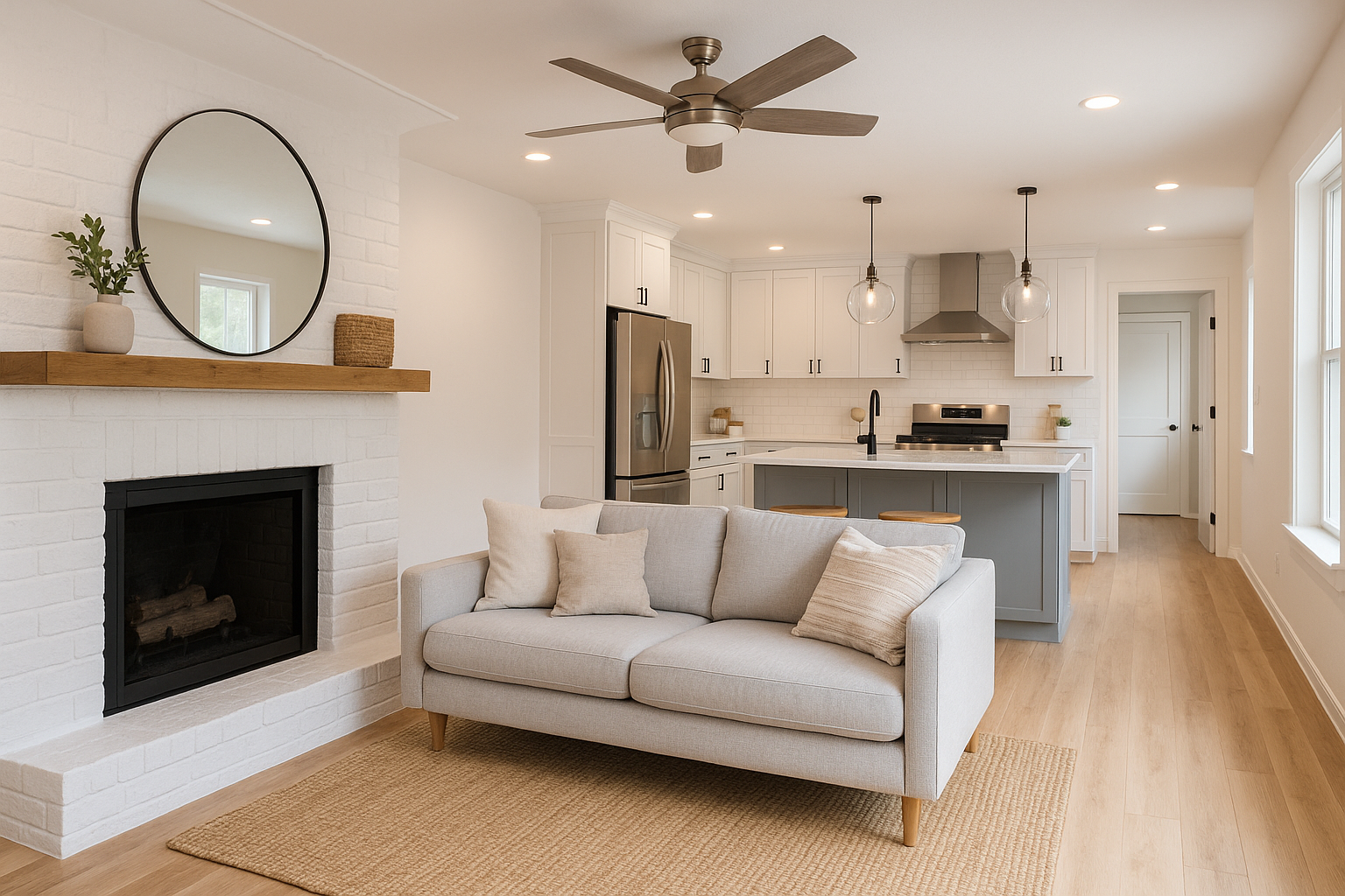 Home renovation London — beautifully renovated open-plan living room and kitchen by Signature Build Properties