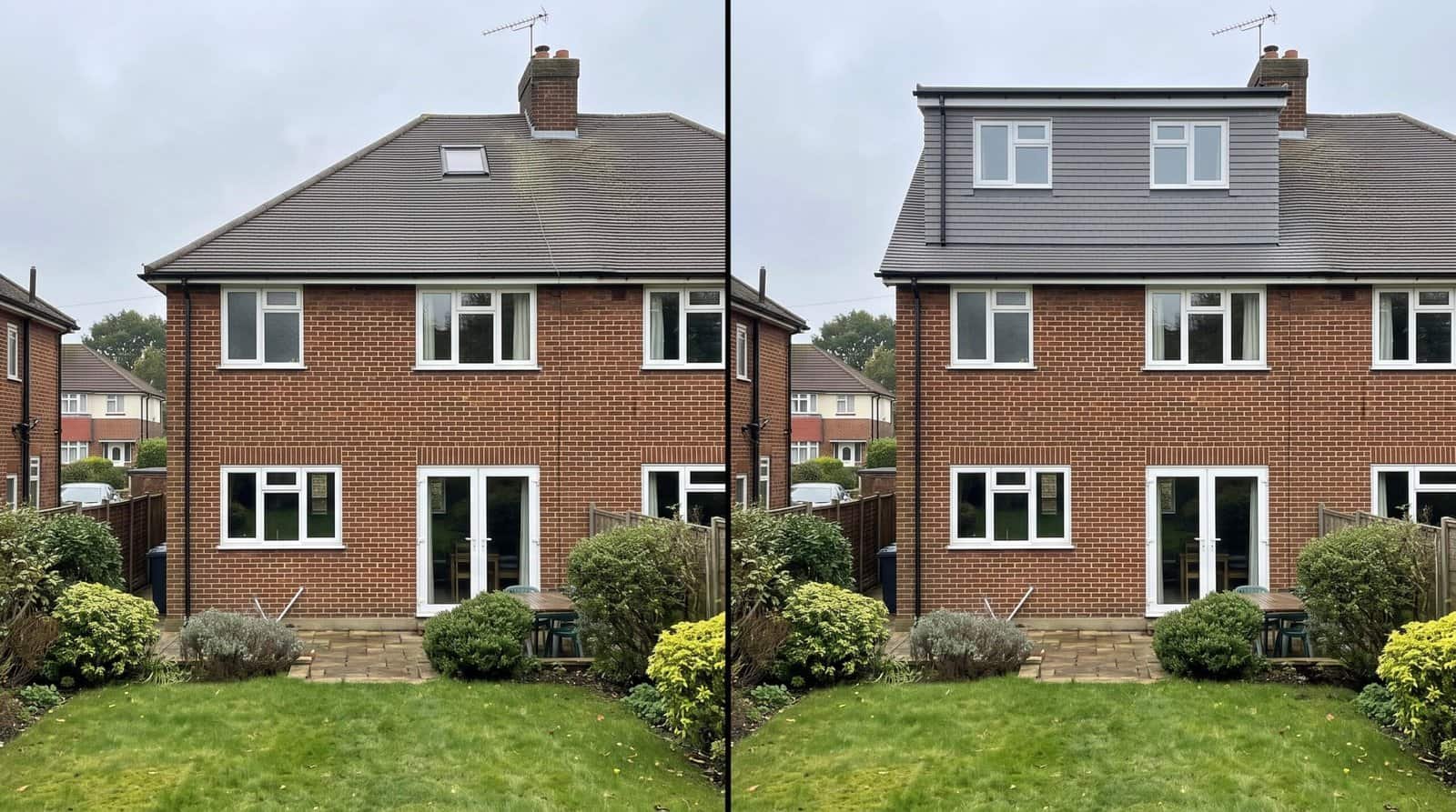 Dormer loft conversion before and after on a West London home