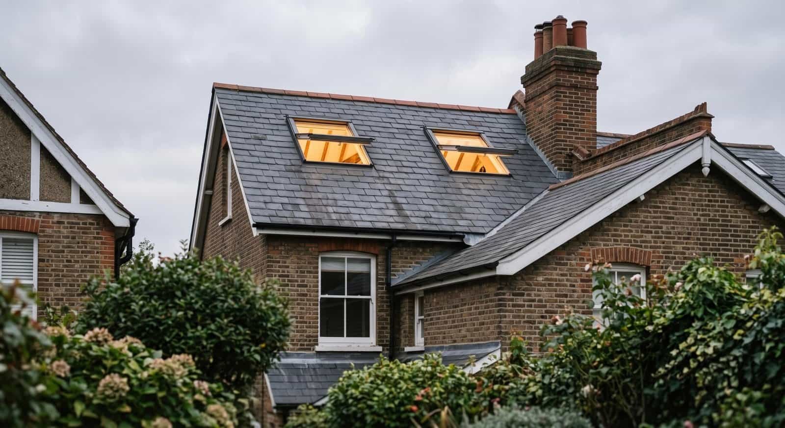 Velux loft conversion with flush rooflights in the rear slope of a West London semi